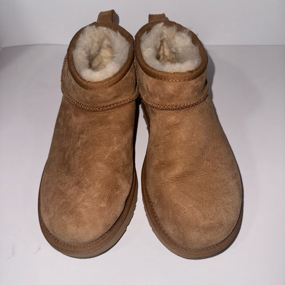 UGG WOMEN'S ULTRA MINI SUEDE SHEARLING LINED BOOTS